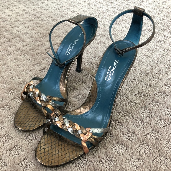 Via Spiga Shoes - Via Spiga Metallic Strappy Heel Sandals - 7.5